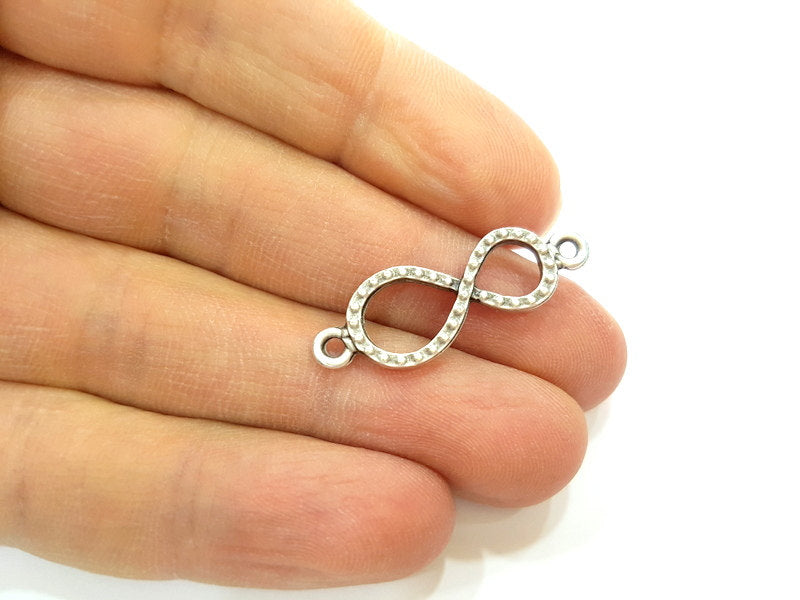 10 Silver Infinity Connector Antique Silver Plated Charms  10 Pcs (33x11mm)  G6719