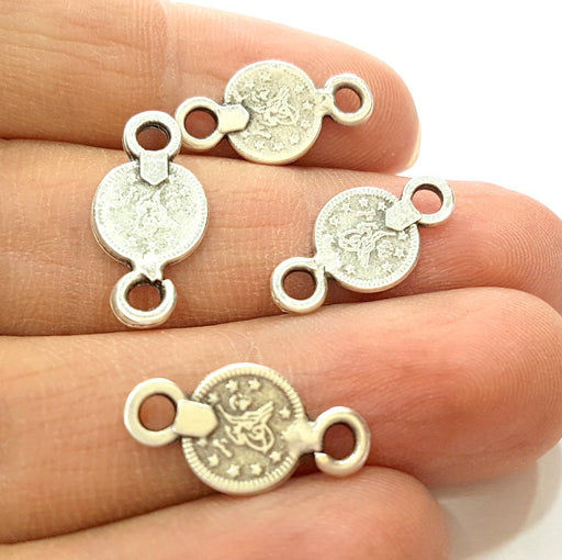 10 Silver Ottoman Signature Connector Antique Silver Plated Charms  10 Pcs (20x10mm)  G6720