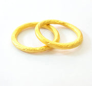 2 Circle Connector Gold Plated Circle Connector Pendants (32mm)  G6817