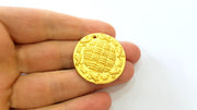 Gold Round Charms Matt Gold Pendant (35mm)  G7482