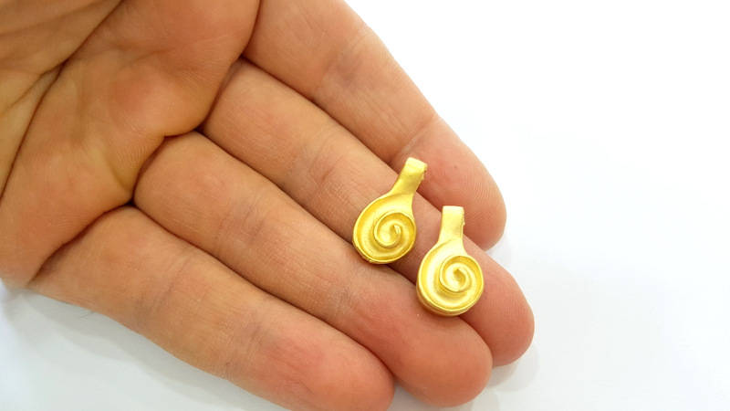 2 Gold Charm Gold Plated Charms (21x11mm)  G7486