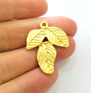 2 Leaf Charms Gold Plated Charms (34x27mm) G7490