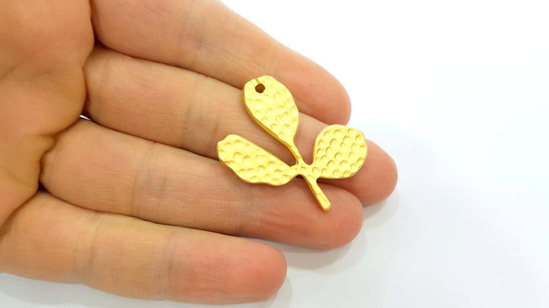 Hammered Leaf Charms Gold Charms (36x37mm) G7495