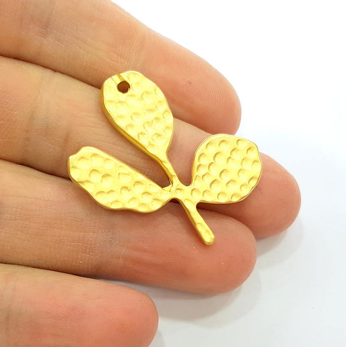 Hammered Leaf Charms Gold Charms (36x37mm) G7495