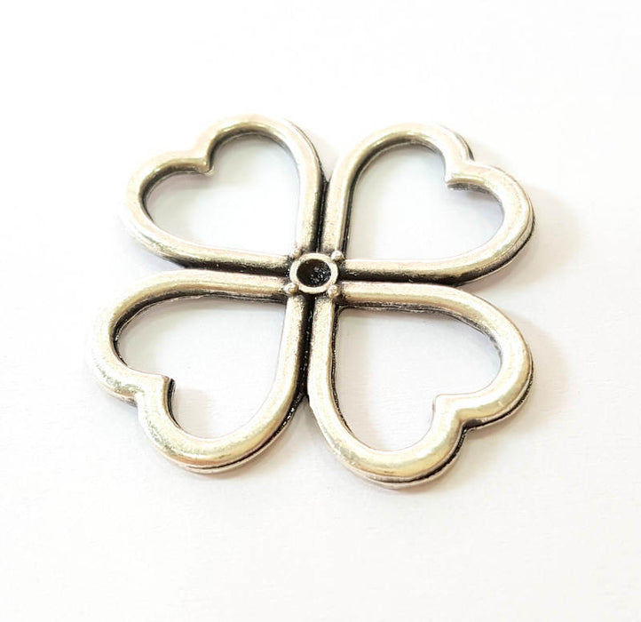 4 Silver Charms Antique Silver Plated Charms (34mm)  G7499