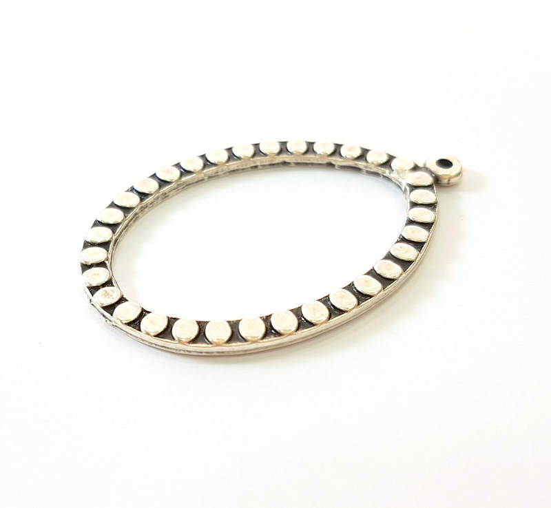 2 Silver Drop Pendant Antique Silver Plated Pendants (47x31mm) G8292