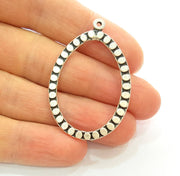 2 Silver Drop Pendant Antique Silver Plated Pendants (47x31mm) G8292