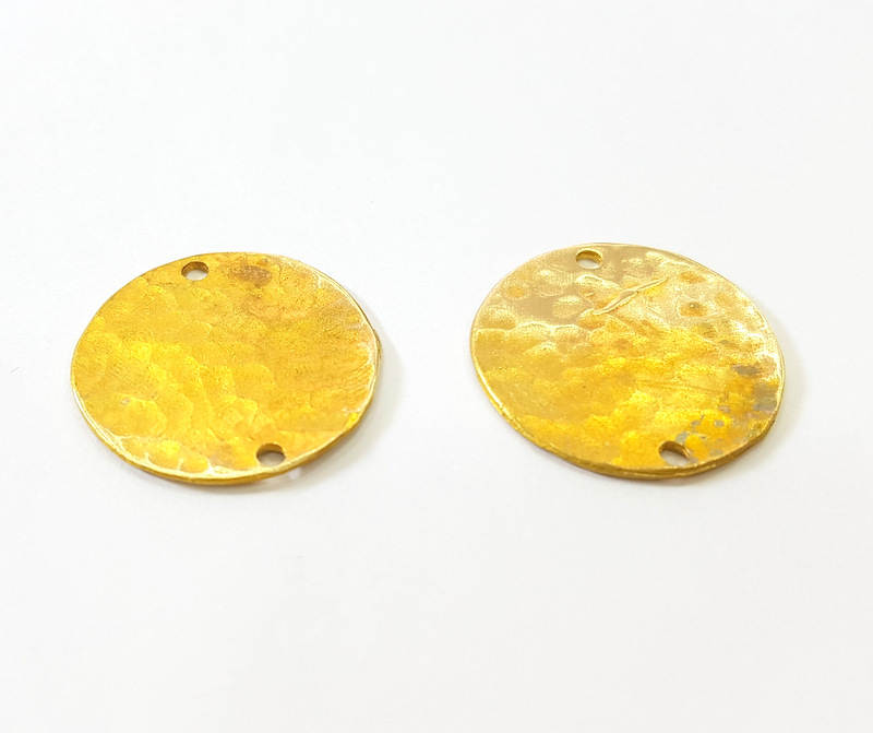 2 Raw Brass Charms Tag  22mm G7509