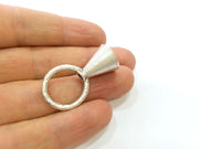 Silver Cone Findings Antique Silver Plated Brass  (36x20 mm)  G6722