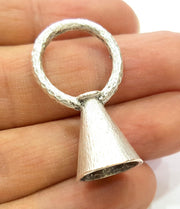 Silver Cone Findings Antique Silver Plated Brass  (36x20 mm)  G6722