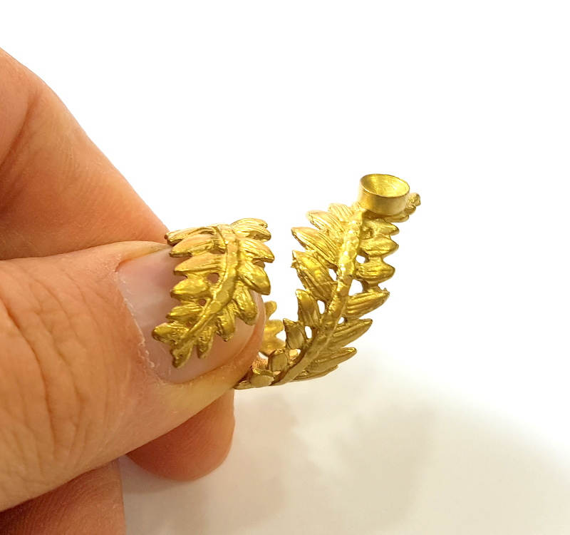 Raw Brass Ring Blank Bezel Settings Cabochon Base Mountings Adjustable (6mm blank ) G7510