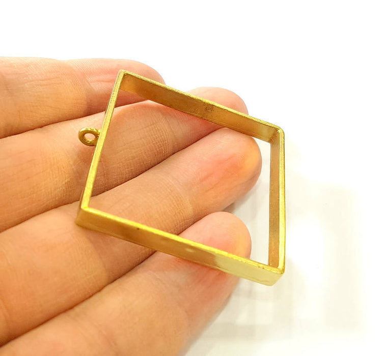 Raw Brass Bezel Settings Pendant Blank Base Blank Mountings Necklace Blank Cabochon Base  (40mm square blank) G7520