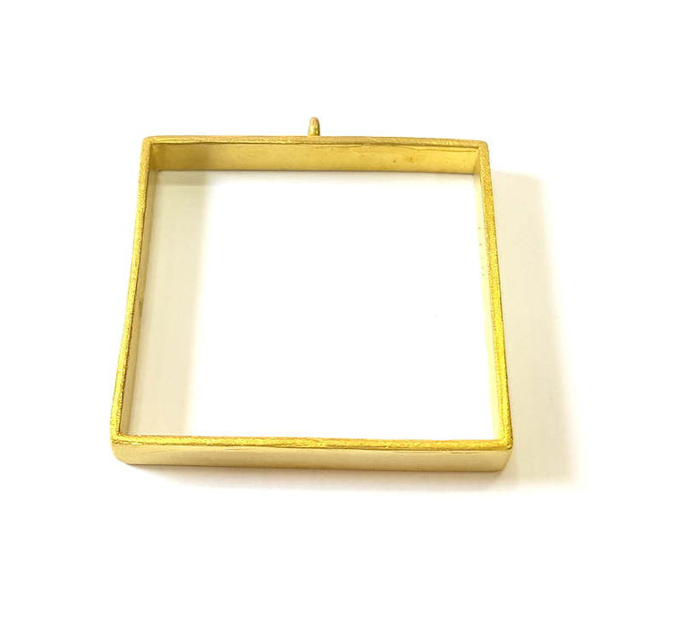 Raw Brass Bezel Settings Pendant Blank Base Blank Mountings Necklace Blank Cabochon Base  (40mm square blank) G7520