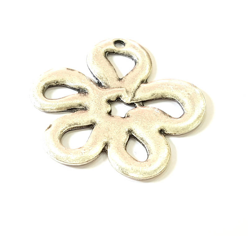 Silver Pendant Connector Antique Silver Plated Pendants  (43mm)  G7530