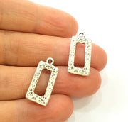 4 Silver Charms Antique Silver Plated Rectangle Charms (24x11mm)  G7534