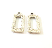 4 Silver Charms Antique Silver Plated Rectangle Charms (24x11mm)  G7534