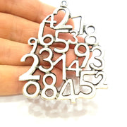 Silver Numbers Pendant Antique Silver Plated Pendant (71x51mm) G7545