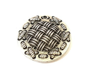 2 Silver Striped Charms Antique Silver Plated Pendant (34mm) G7550