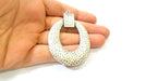 Hammered Silver Pendant Antique Silver Plated Pendant (69x47mm) G7549