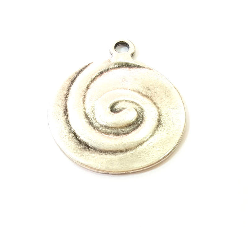 4 Silver Pendant Antique Silver Plated Pendant (26mm) G7554