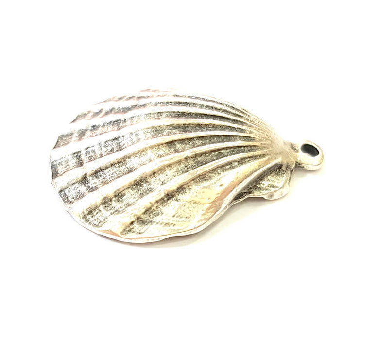 Oyster Charms Shell Charm Mussel Charms Sea Ocean Silver Shell Pendant Antique Silver Plated (32x25mm) G8217