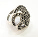 Silver Ring Blank Ring Settings Ring Bezel Base Cabochon Mountings Adjustable (for 2mm stone tiny blanks) Oxidized Silver Plated Brass G6735
