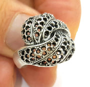 Silver Ring Blank Ring Settings Ring Bezel Base Cabochon Mountings Adjustable (for 2mm stone tiny blanks) Oxidized Silver Plated Brass G6742