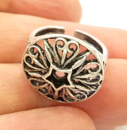 Silver Ring Blank Ring Settings Ring Bezel Base Cabochon Mountings Adjustable (for 4mm stone tiny blanks) Oxidized Silver Plated Brass G6751