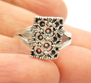 Silver Ring Blank Ring Settings Ring Bezel Base Cabochon Mountings Adjustable (for 2mm stone tiny blanks) Oxidized Silver Plated Brass G6768