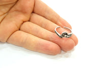 Silver Ring Blank Ring Setting Ring Bezel Base Cabochon Mountings Adjustable(for 7mm,2mm stone blanks)Oxidized Silver Plated Brass G6771