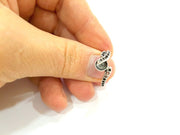 Silver Ring Blank Ring Setting Ring Bezel Base Cabochon Mountings Adjustable(for 7mm,2mm stone blanks)Oxidized Silver Plated Brass G6771