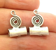 4 Silver Bails Antique Silver Tube Findings (16x11 mm)  Antique Silver Plated Brass  G6781