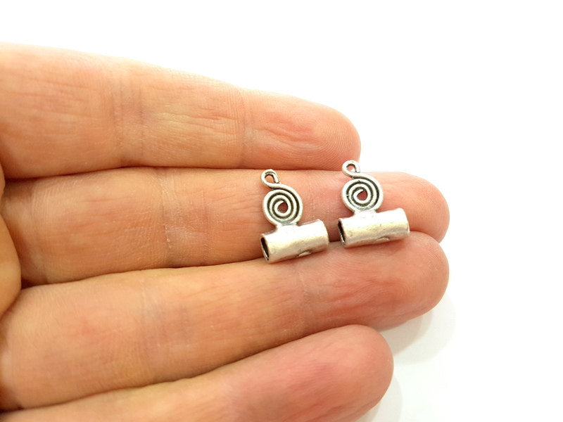 4 Silver Bails Antique Silver Tube Findings (16x11 mm)  Antique Silver Plated Brass  G6781