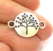 10 Silver Charms Antique Silver Plated Tree Connector 10 Pcs  (23x15mm) G9597