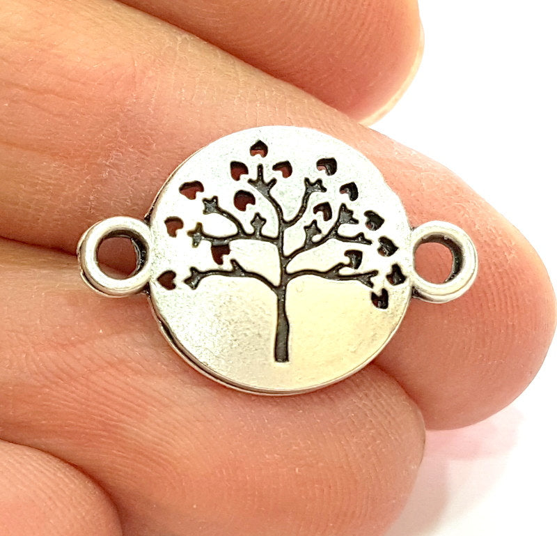 10 Silver Charms Antique Silver Plated Tree Connector 10 Pcs  (23x15mm) G9597