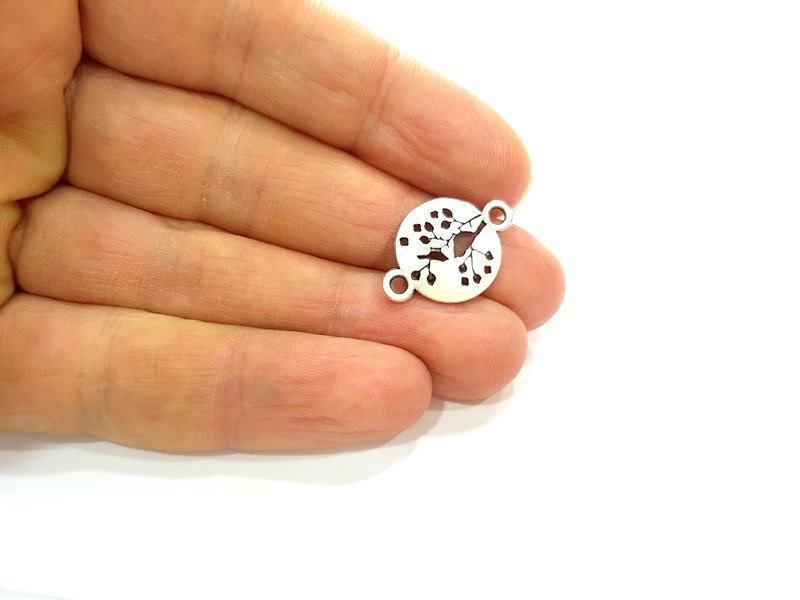 10 Silver Charms Antique Silver Plated Connector 10 Pcs  (23x15mm) G6786