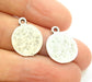 10 Silver Charms Antique Silver Plated Hammered Charms 10 Pcs  (15mm) G6787