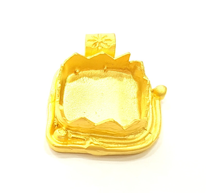 Gold Pendant Blank Base Setting Necklace Blank Mountings Gold Plated Brass (15 mm blank) G6791