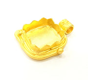 Gold Pendant Blank Base Setting Necklace Blank Mountings Gold Plated Brass (15 mm blank) G6791