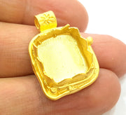 Gold Pendant Blank Base Setting Necklace Blank Mountings Gold Plated Brass (15 mm blank) G6791