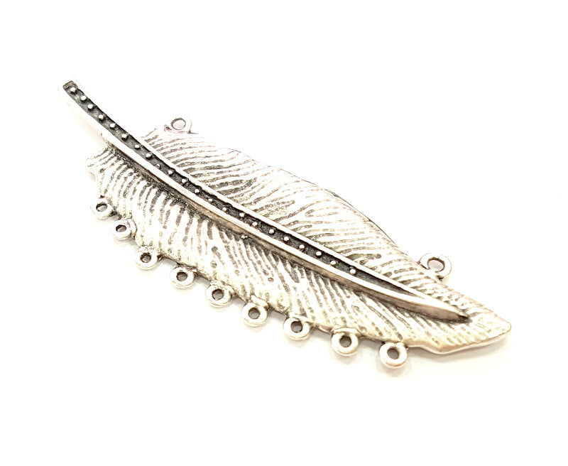 Silver Pendant Silver Plated Leaf Pendant Connector (94x31mm) Antique Silver Plated G14924