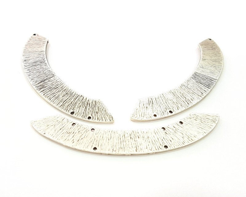 Silver Necklace Set Antique Silver Plated Collar Necklace Pendant Set Connector 3 Piece Findings G6803