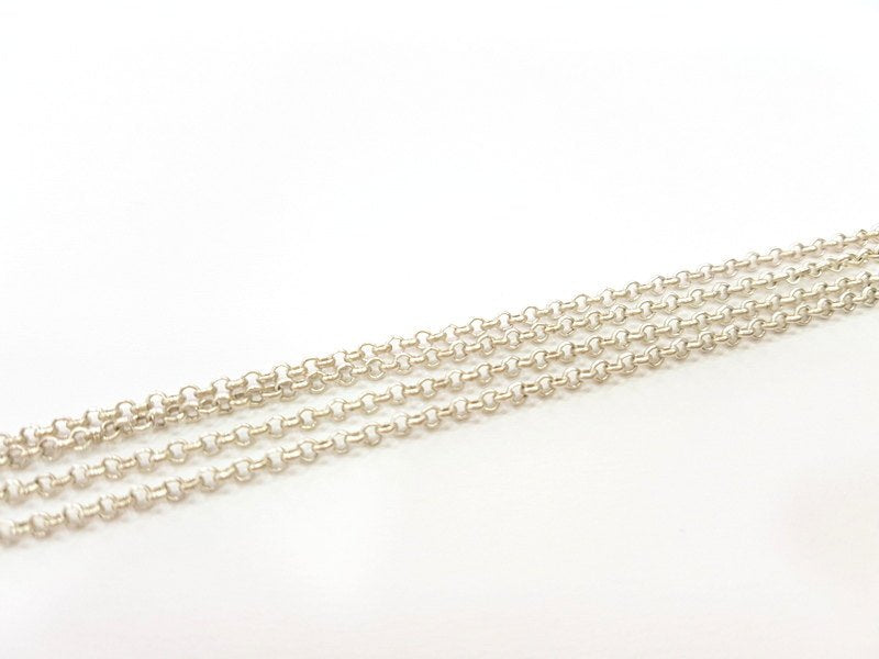 Silver Chain Silver Plated Chain Antique Silver Plated 1 Meter - 3.3 Feet (2,5 mm)  G12158