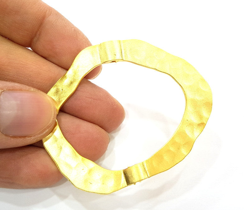 Gold Pendant Gold Plated Hammered Connector Pendant (62x51mm)  G6812