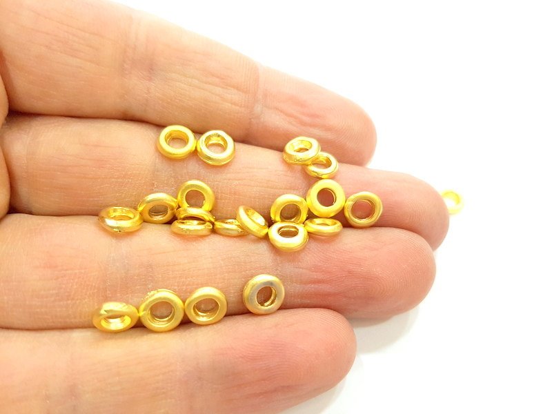 20 Gold Spacer Gold Plated Metal Beads  (8 mm)  G14067