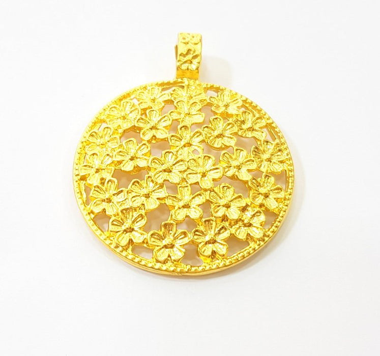 Gold Flower Pendant Gold Plated Pendant (54x42mm)  G7568