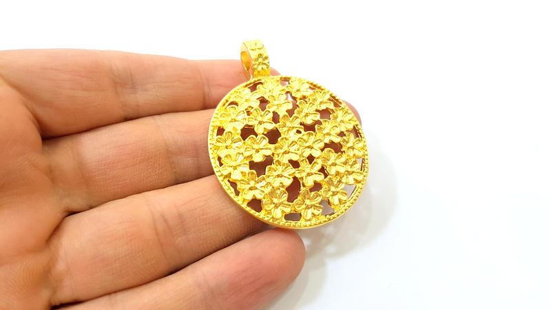 Gold Flower Pendant Gold Plated Pendant (54x42mm)  G7568