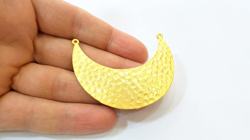 Hammered Moon Pendant Matt Gold Pendant (61x22mm)  G7569