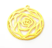 Gold Flower Pendant Gold Plated Pendant (41mm)  G7570