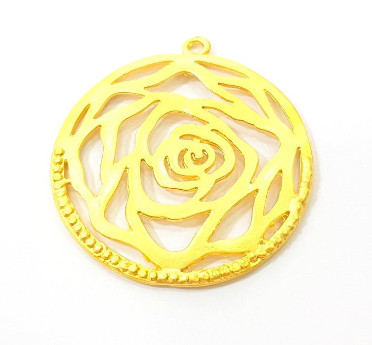 Gold Flower Pendant Gold Plated Pendant (41mm)  G7570